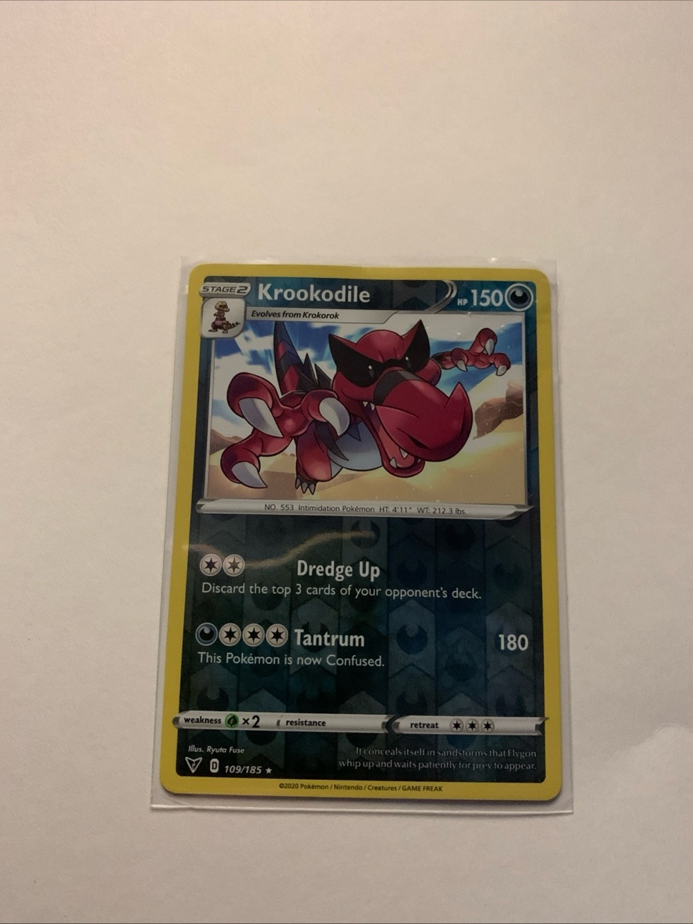 Pokemon Krookodile Holo Trading Card - Red and Yellow